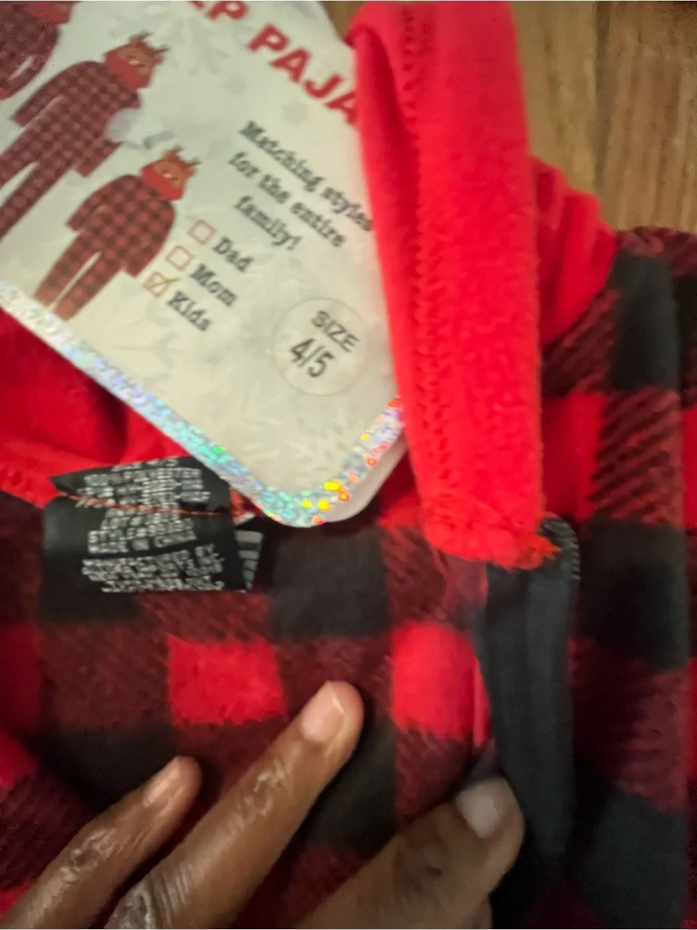 Kohl's Red and Black Buffalo Plaid Reindeer Hooded Kids Pajamas